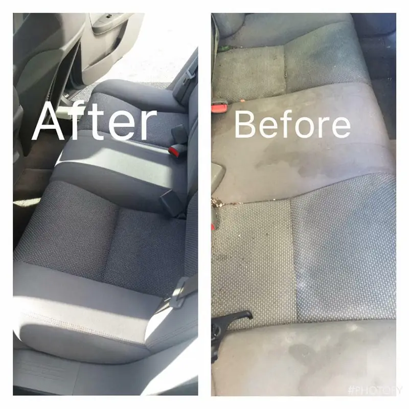 Car seat before and after interior cleaning